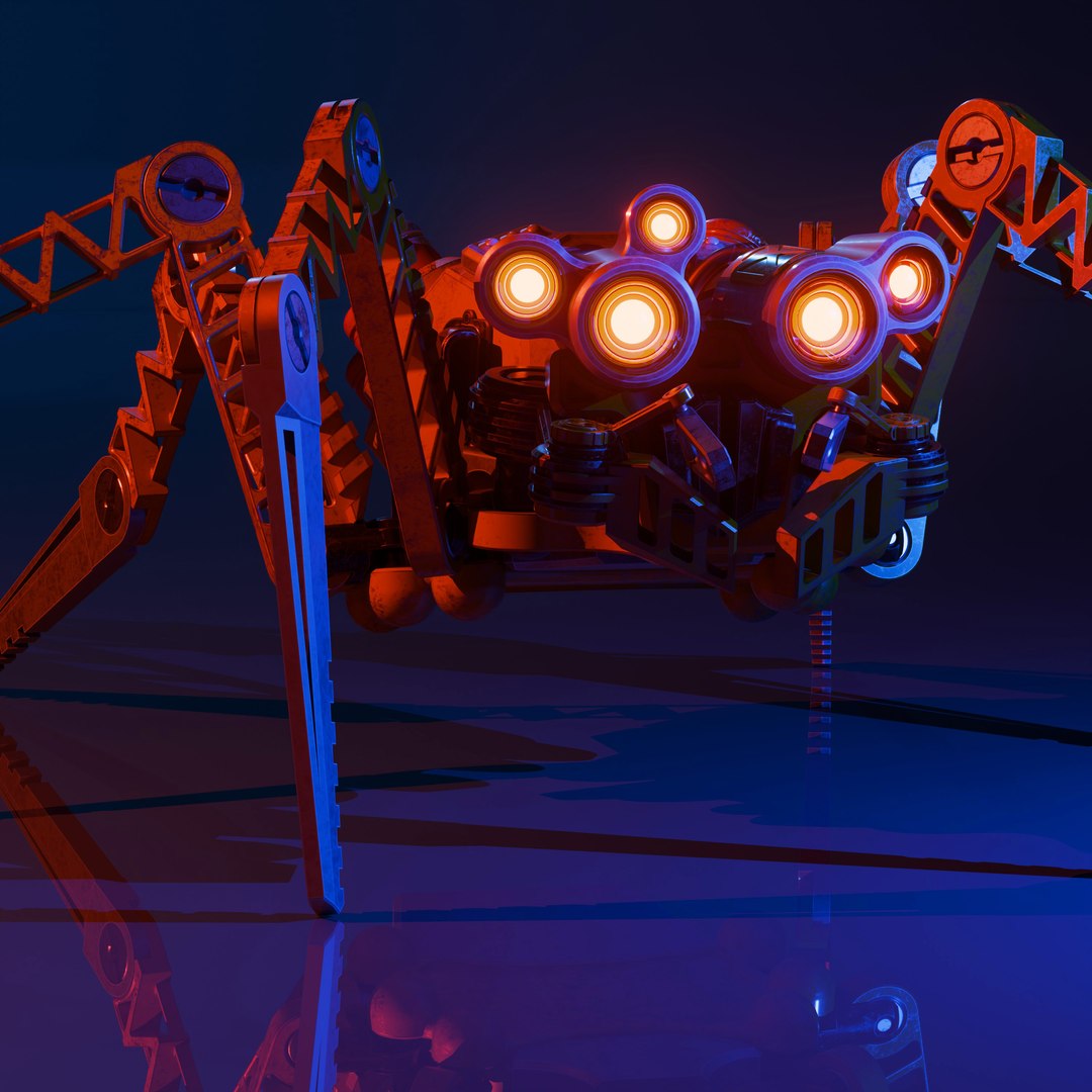 Mechanical Spider Robot 3D model https://p.turbosquid.com/ts-thumb/0V/GusXLE/ev/1/jpg/1765135001/1920x1080/fit_q87/9c8efc90a779dd220fa779248acd08f57ebd5a93/1.jpg