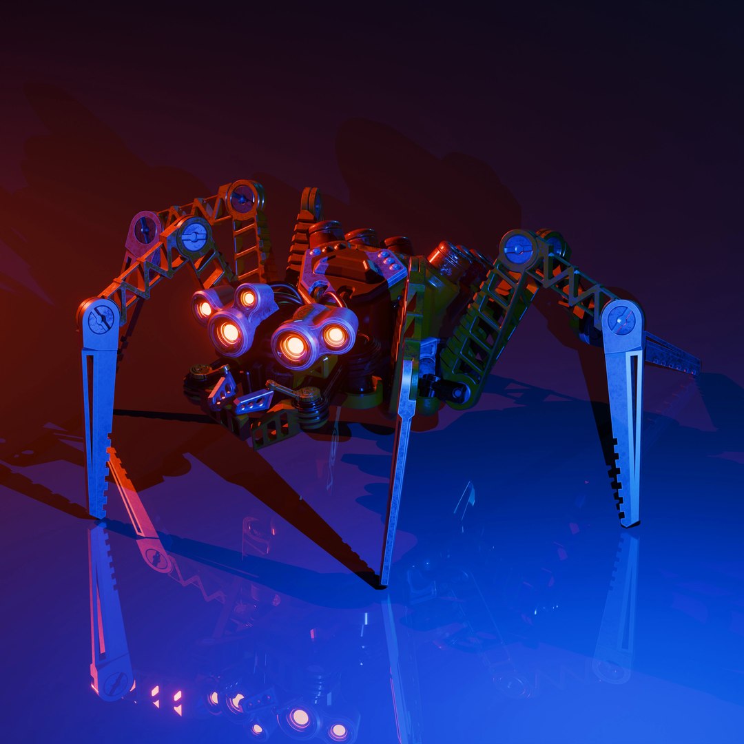Mechanical Spider Robot 3D model https://p.turbosquid.com/ts-thumb/0V/GusXLE/mR/2/jpg/1765135001/1920x1080/fit_q87/e1a2aeca34ca74c43c9873f18037ae32692d987a/2.jpg