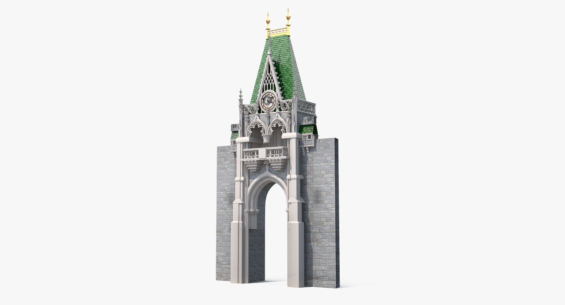 Castle Entrance with Clock 3D model preview