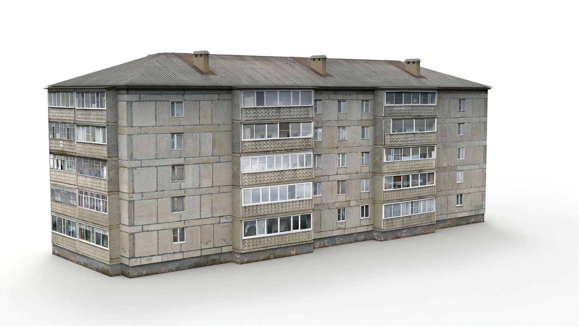 3D Five-storey Residential Building Model - TurboSquid 2021425