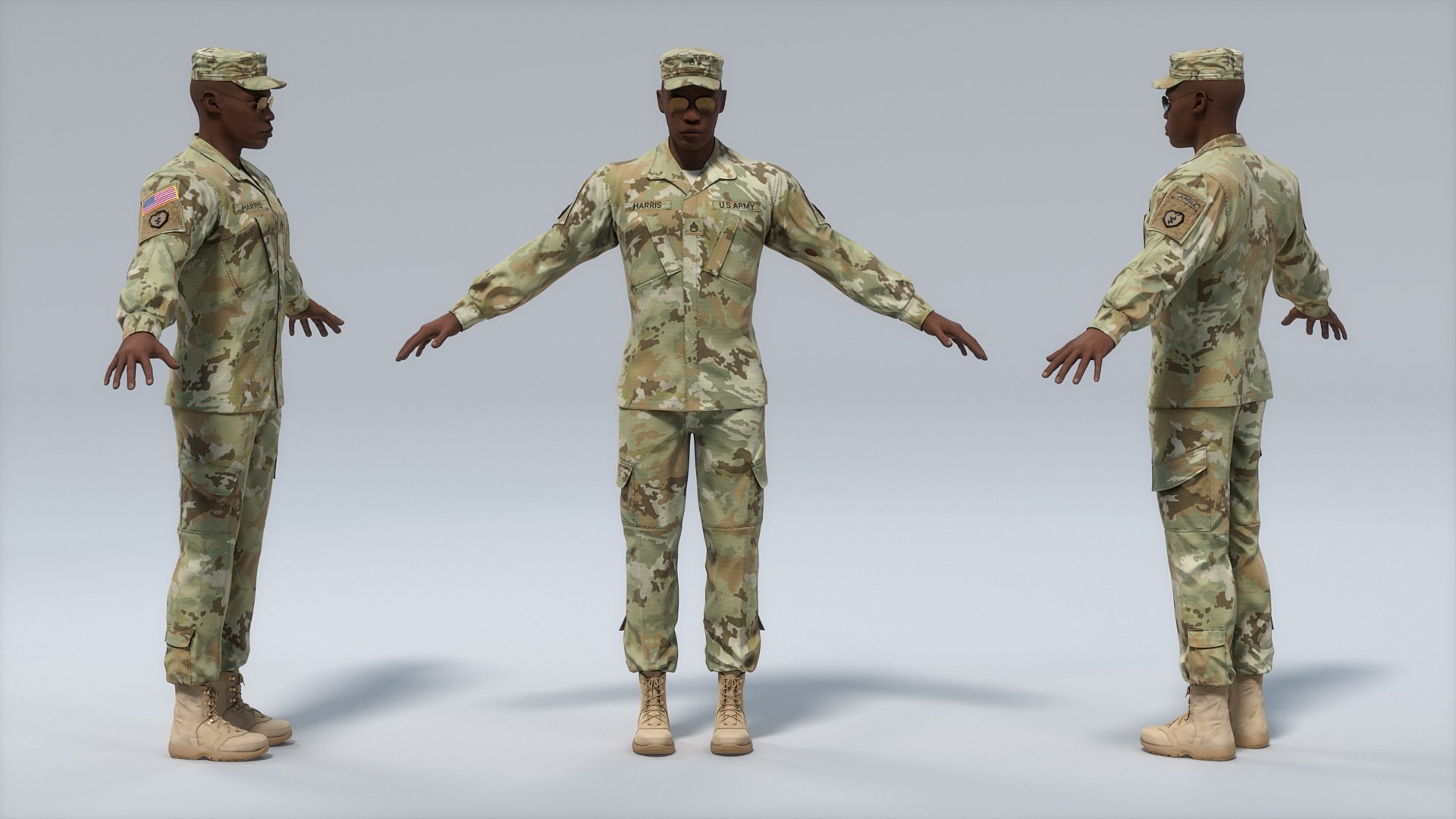 US Army Black Male Soldier ACU HQ 3D Model - TurboSquid 2307575