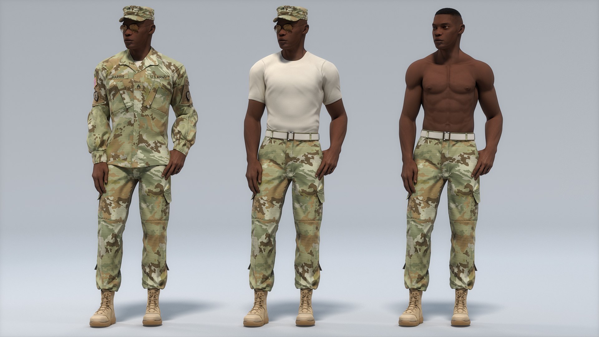 US Army Black Male Soldier ACU HQ 3D Model - TurboSquid 2307575