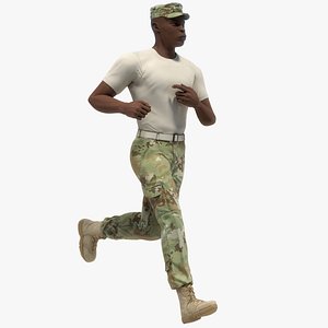 US Army Black Male Soldier ACU HQ 3D model