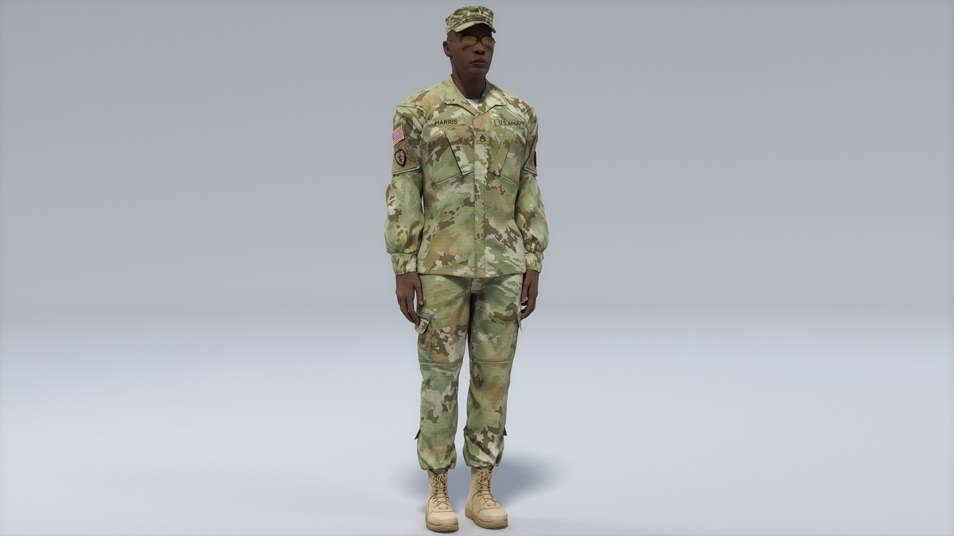 US Army Black Male Soldier ACU HQ 3D Model - TurboSquid 2307575