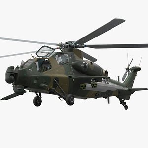 3D Changhe Z-10 Helicopter with Rockets Fire Snake 70A Rigged for Maya model