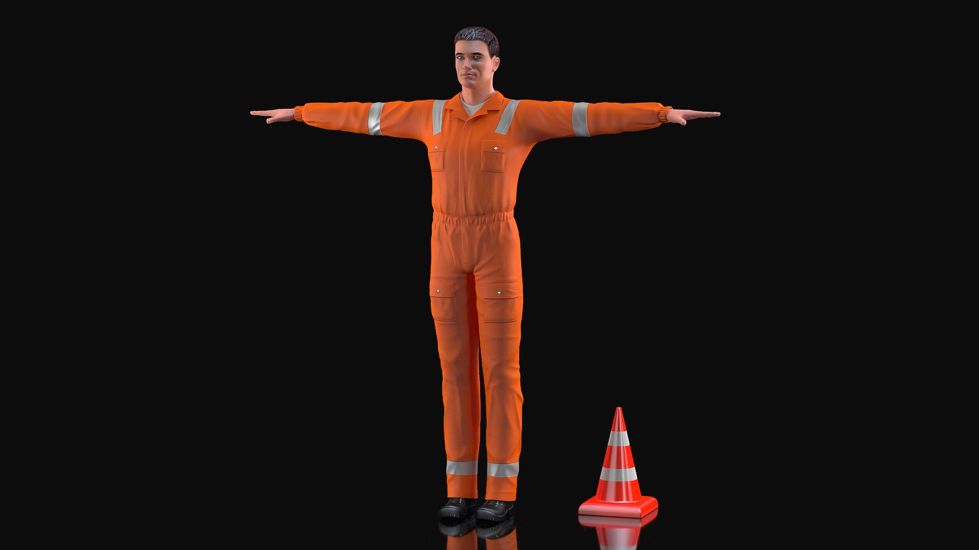 Road Worker T-Pose 3D model preview