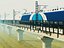 Modelo 3D de locomotora eléctrica de carga para viaducto ferroviario