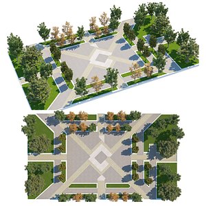 3D Urban Modern Park Plaza