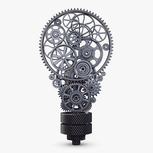 3D Light Bulb With Gears M 1