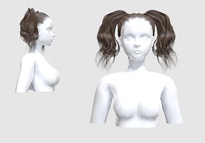 3D Cute Ponytails Hair model