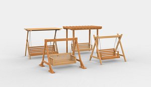 3D Wooden swing set 3D model
