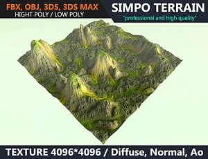 realistic terrain polys games model