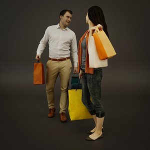3D shopping people