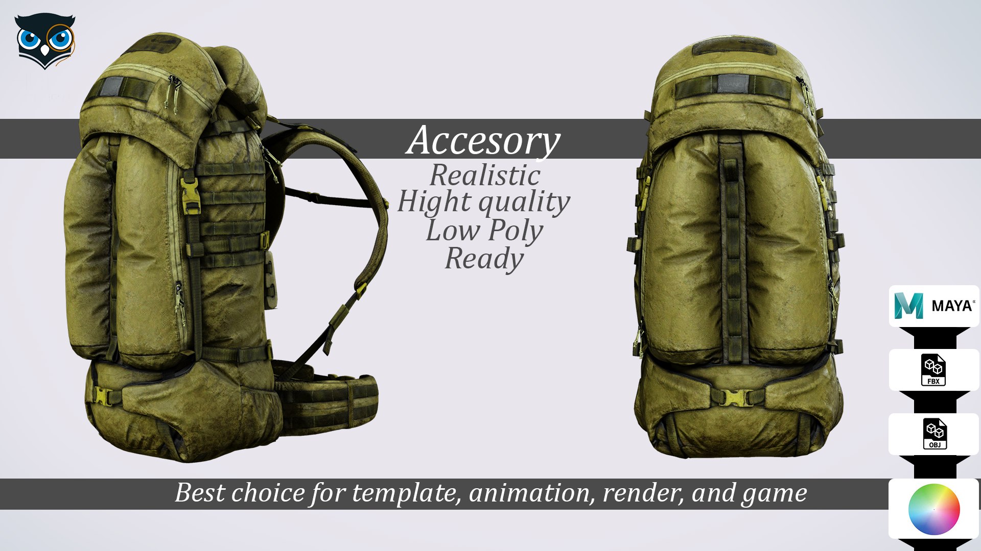 3D High-Capacity Combat Backpack - Adventure Ready 3D Model ...
