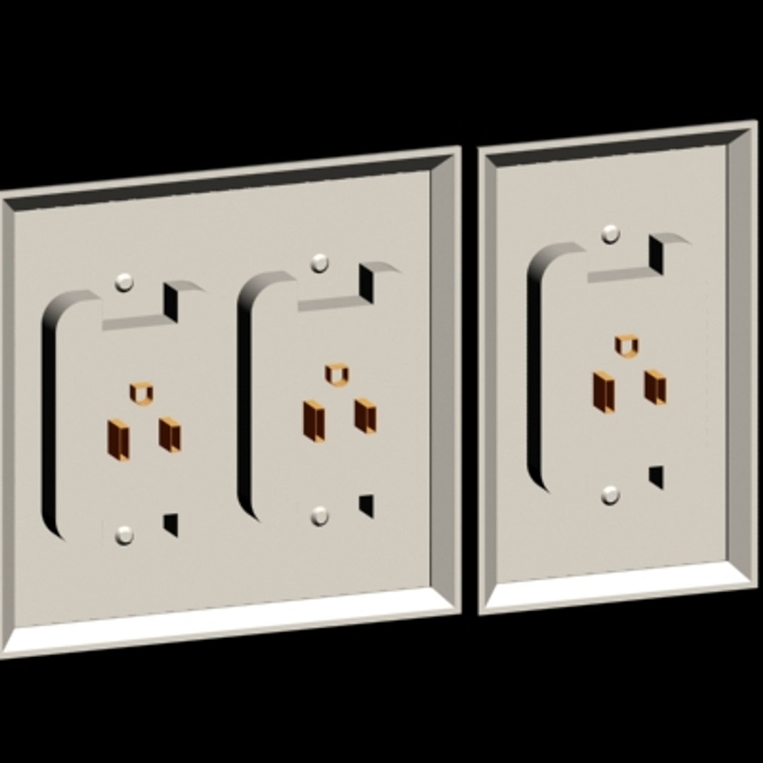 3d Model Of 2 Single Gang Outlet