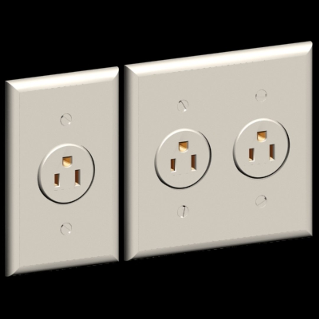 3d Model Of 2 Single Gang Outlet
