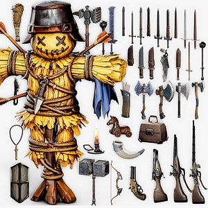 30 in 1 - Weapon Props Bundle - Stylized Fantasy Pack Low-poly 3D model