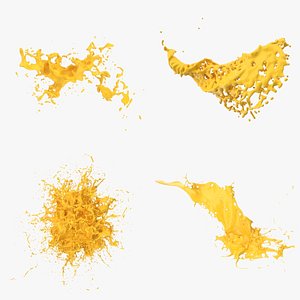 Yellow splash Bundle 4 3D model
