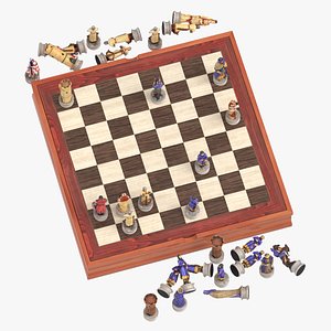 3D model chess board set 01