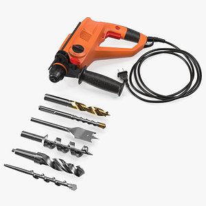 Electric Hand Drill with Bits Set 3D model