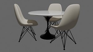 3D model Modern Furniture Pack Round Tables WiteBlack and Chair GreenBlender