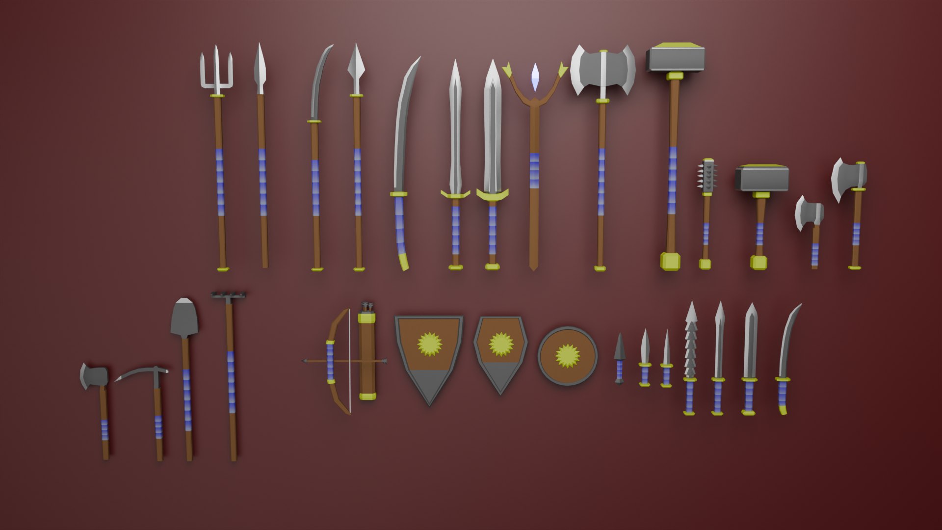 Basic Weapon Set Labor Tools 3D Model - TurboSquid 2187422