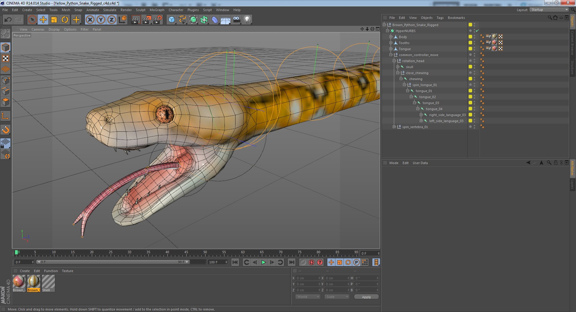 3D yellow python snake rigged model - TurboSquid 1436339