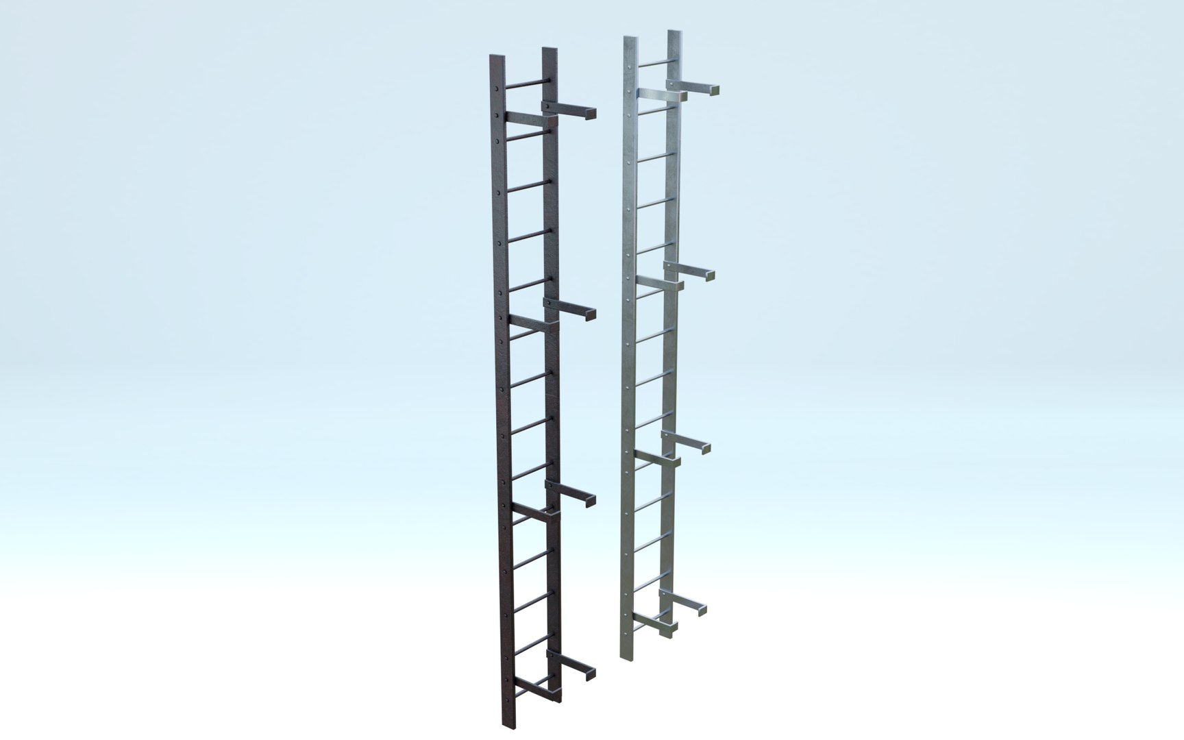 Steel wall mount ladder model TurboSquid 1845534