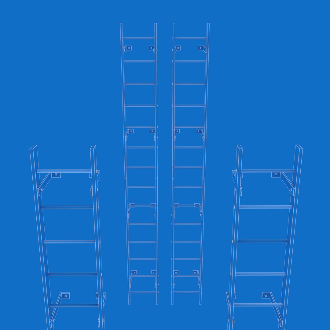 Steel wall mount ladder model TurboSquid 1845534