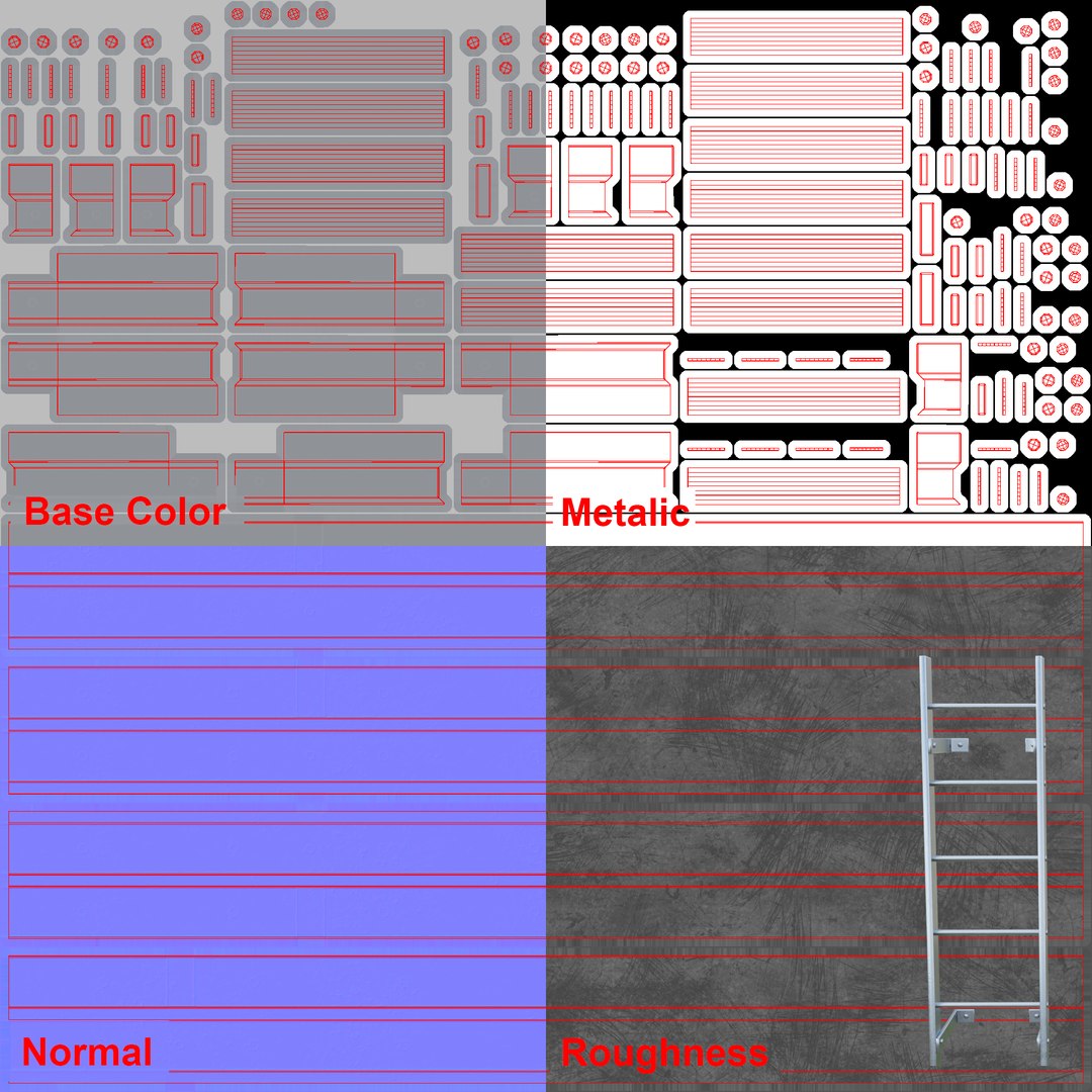 Steel wall mount ladder model TurboSquid 1845534