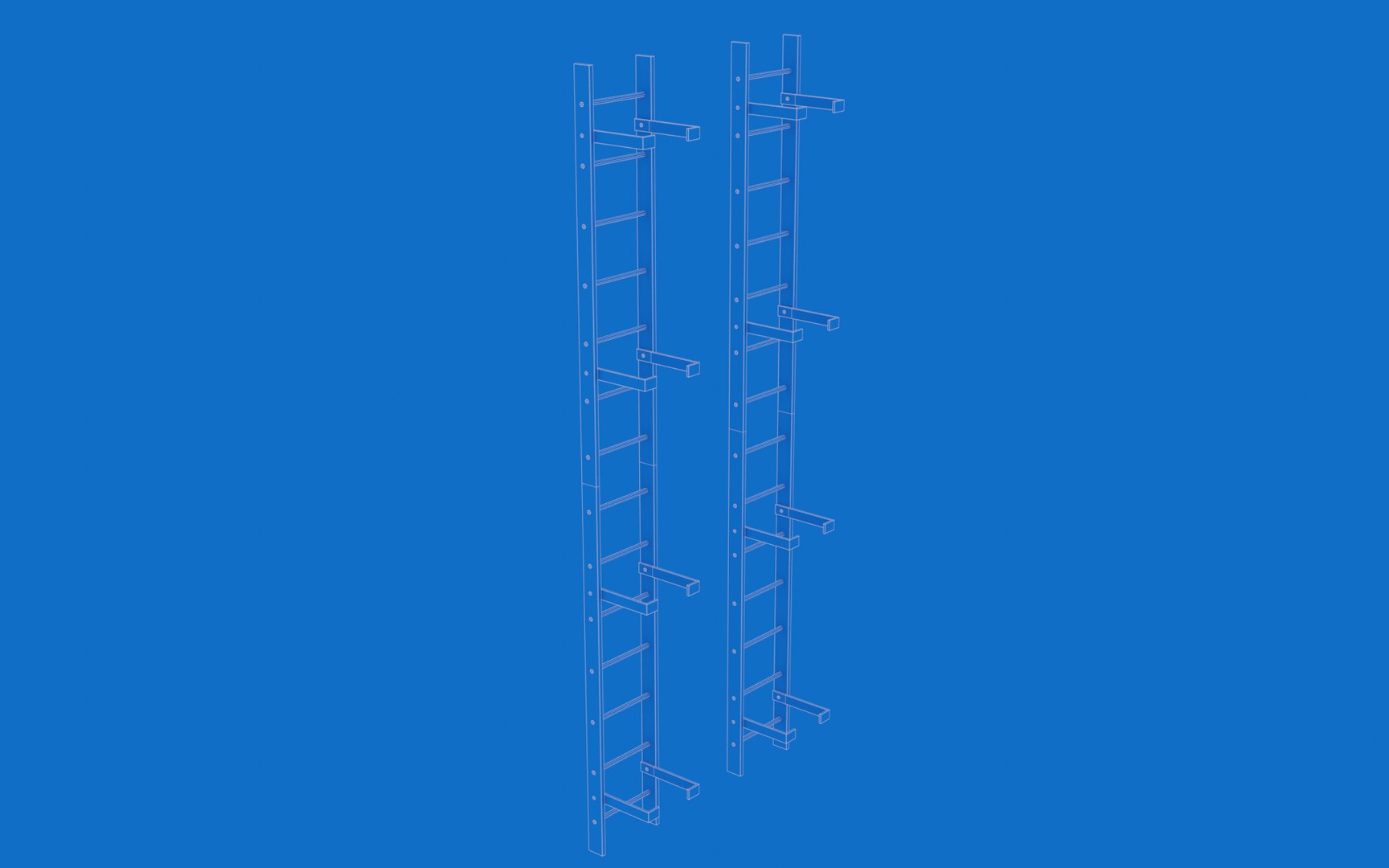 Steel wall mount ladder model TurboSquid 1845534