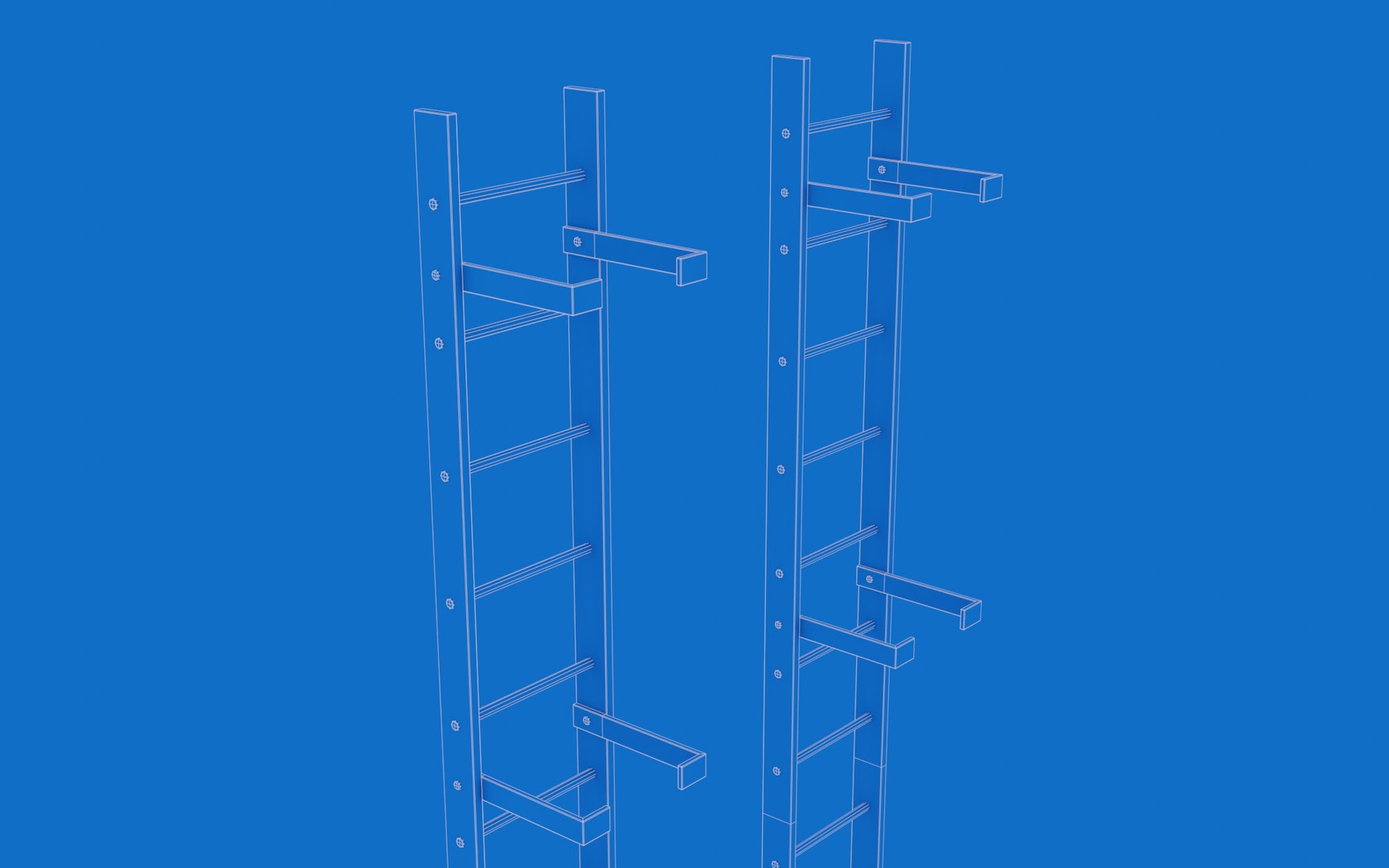 Steel wall mount ladder model TurboSquid 1845534