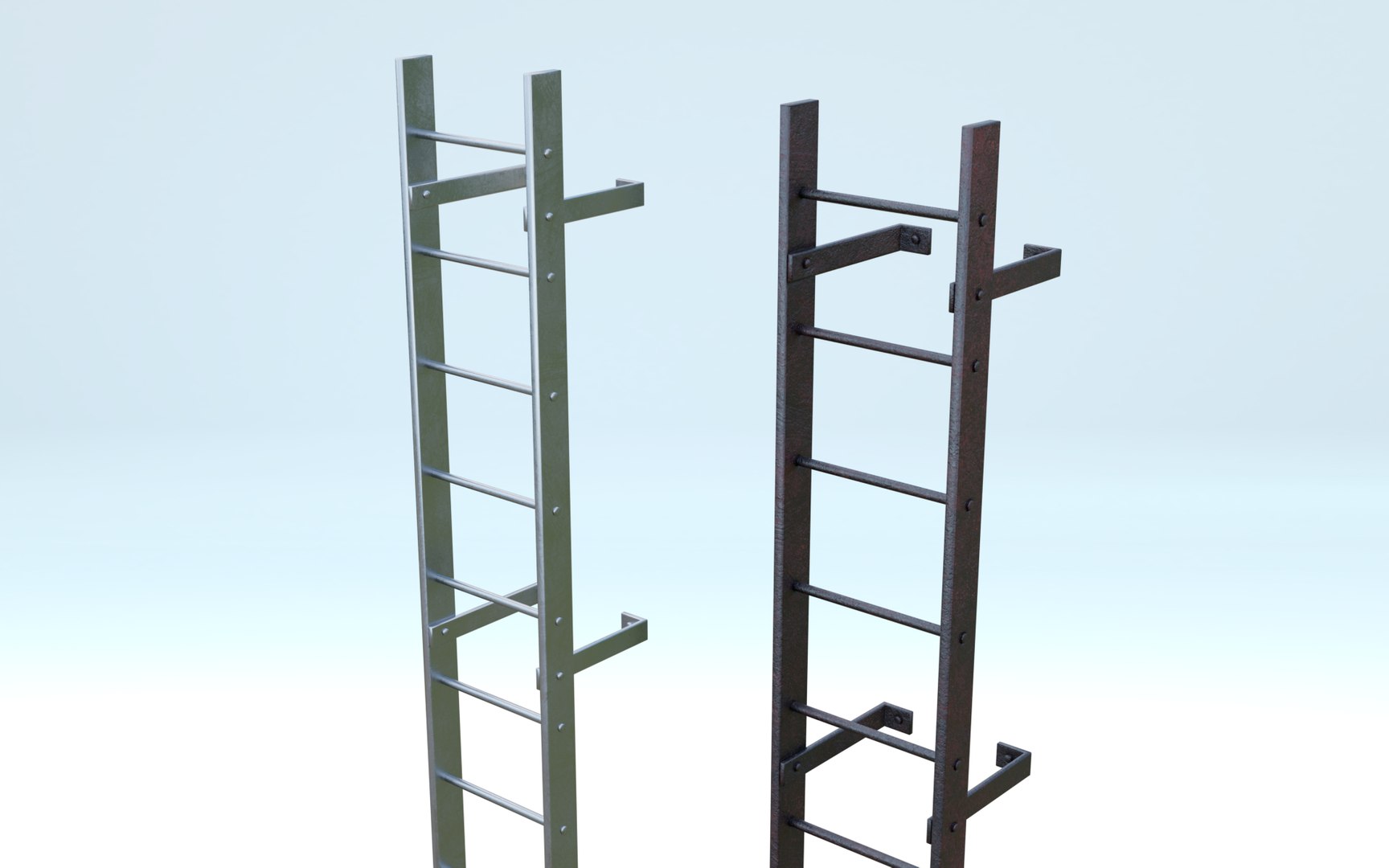 Steel wall mount ladder model TurboSquid 1845534