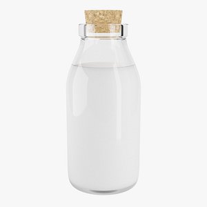 3D glass milk bottle 120ml model