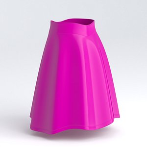 Womens Flirty Flare Skirt Pink 3D model