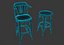 Bar Chair set 2 3D