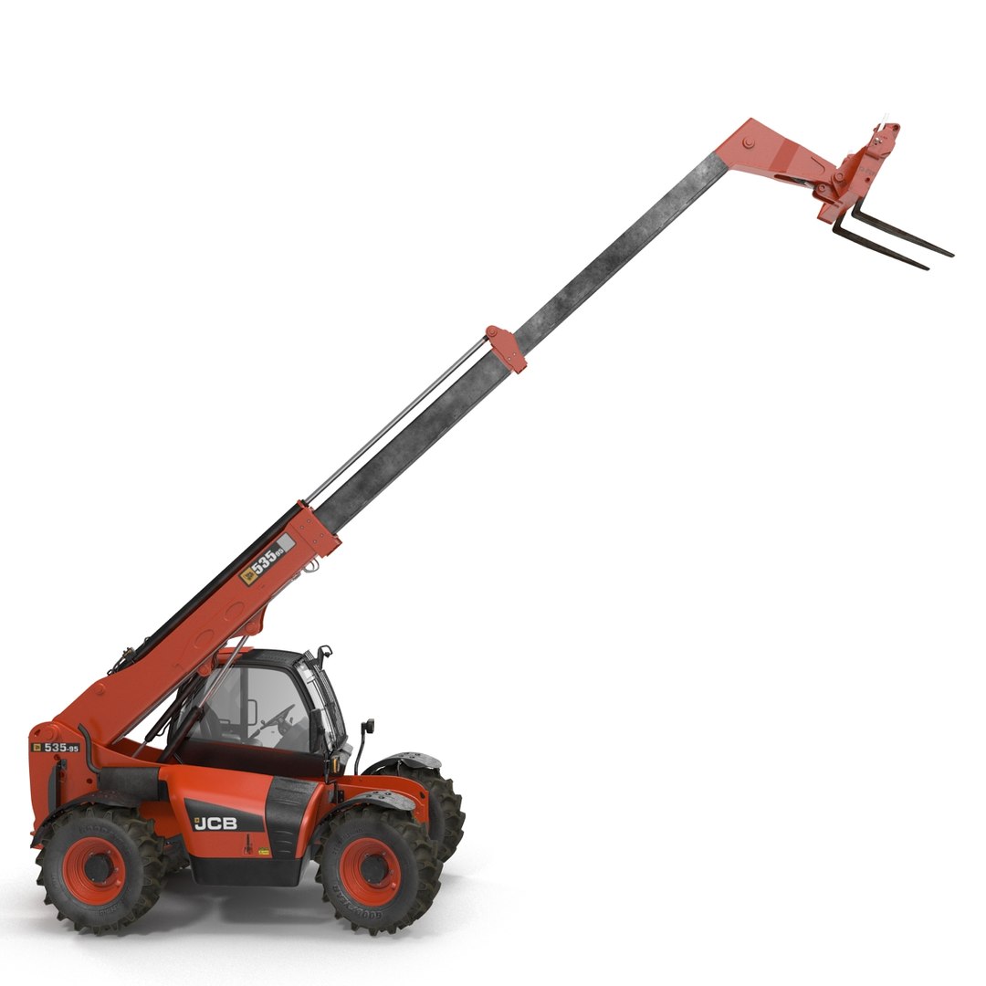 Telescopic Handler Forklift JCB 535 95 Red Rigged 3D Model 3D model preview