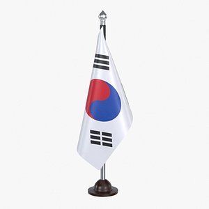 3D South Korea Flag Stand model