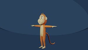 Monkey 3D Cartoon Rigged Model - Blender