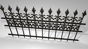 3D model black old railing