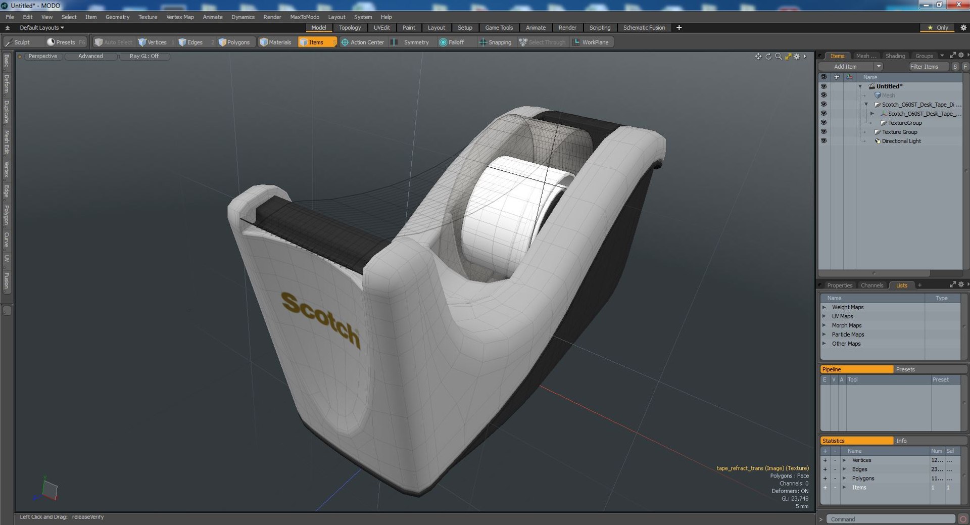 3D Scotch C60ST Desk Tape Dispenser Transparent Model TurboSquid 1812458