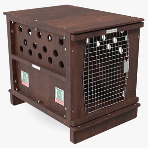 3D Animal Crate Travel Dark Wood