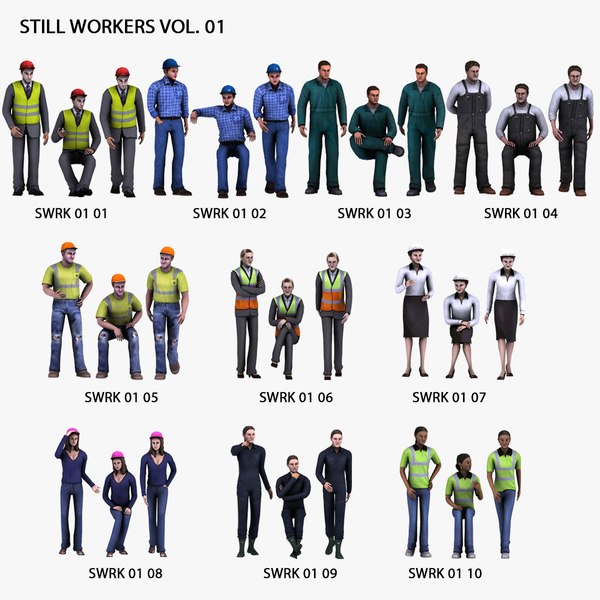 3d 30 people: working people model