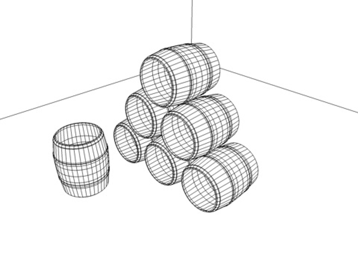 3d beer wine barrels