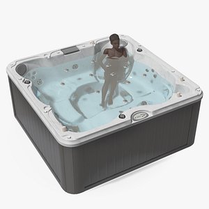 Romantic Bathtub with a Female and Passion Flowers