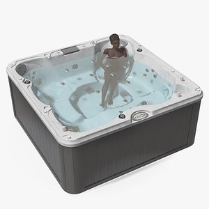Romantic Bathtub with a Female and Passion Flowers