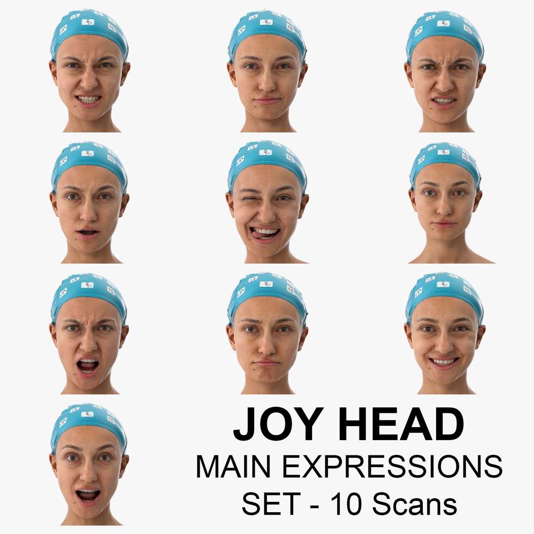 3D Joy Clean Scans Main Expression Set 10 poses Collection model
