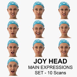 3D Joy Clean Scans Main Expression Set - 10 poses Collection model