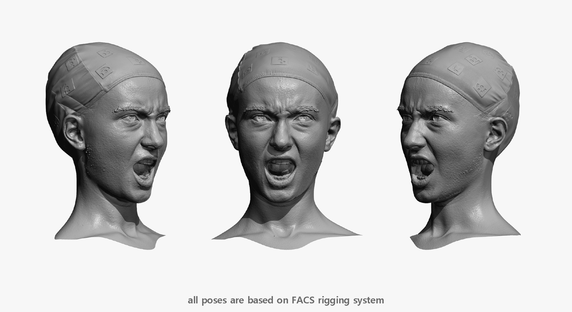 3D Joy Clean Scans Main Expression Set 10 poses Collection model