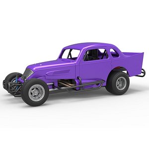 3D Vintage Dirt Modified stock car Scale 1 to 25